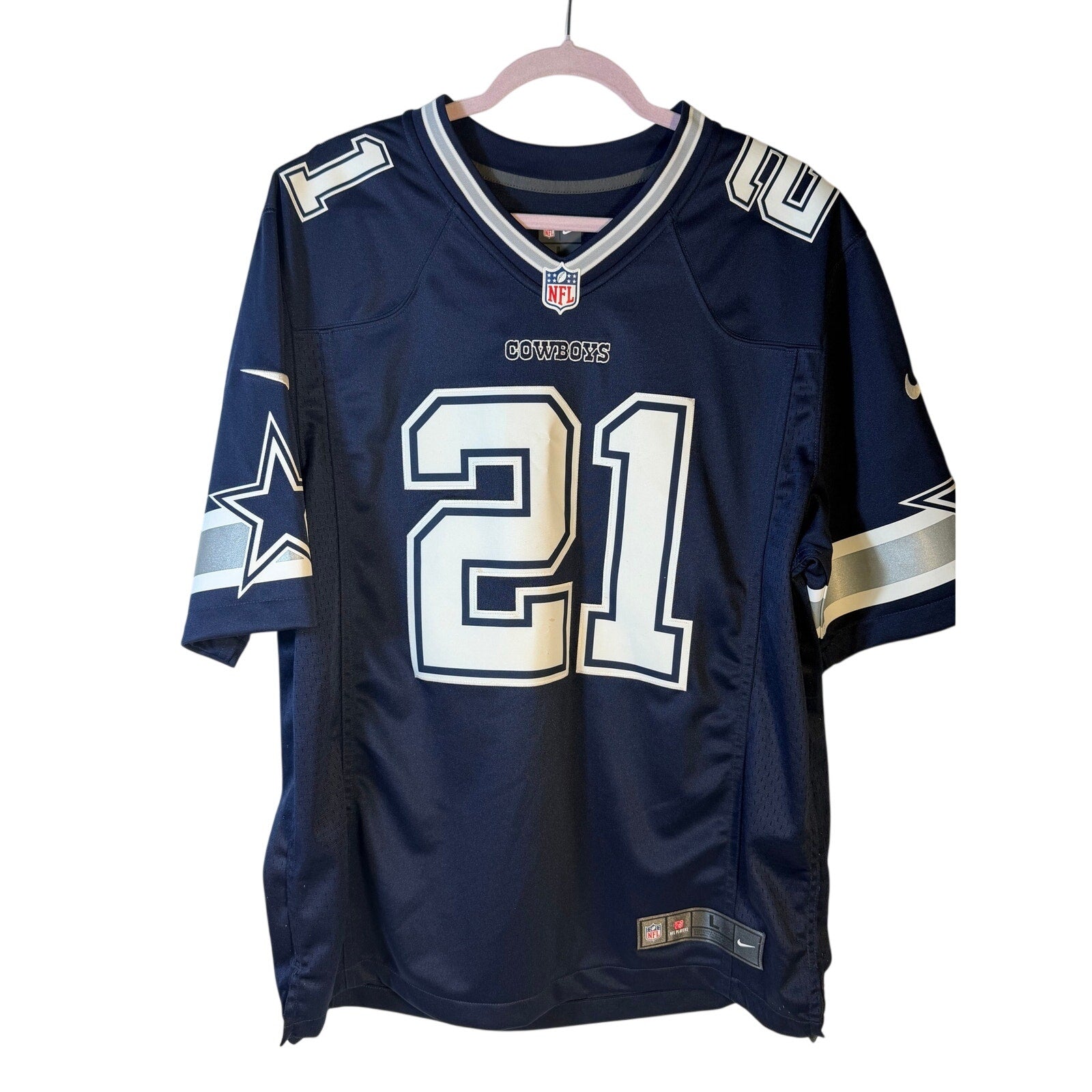 Nike Dallas Cowboys Ezekiel Elliott #21 NFL Game Jersey Men's Large Navy
