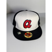 New Era Atlanta Braves 59FIFTY Fitted Cap White Black Size 7 1/8 MLB NWT