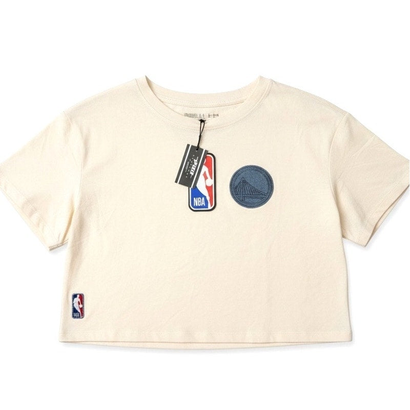 NWT Women’s NBA Golden State Warriors Cropped T-Shirt – Cream – Size Medium