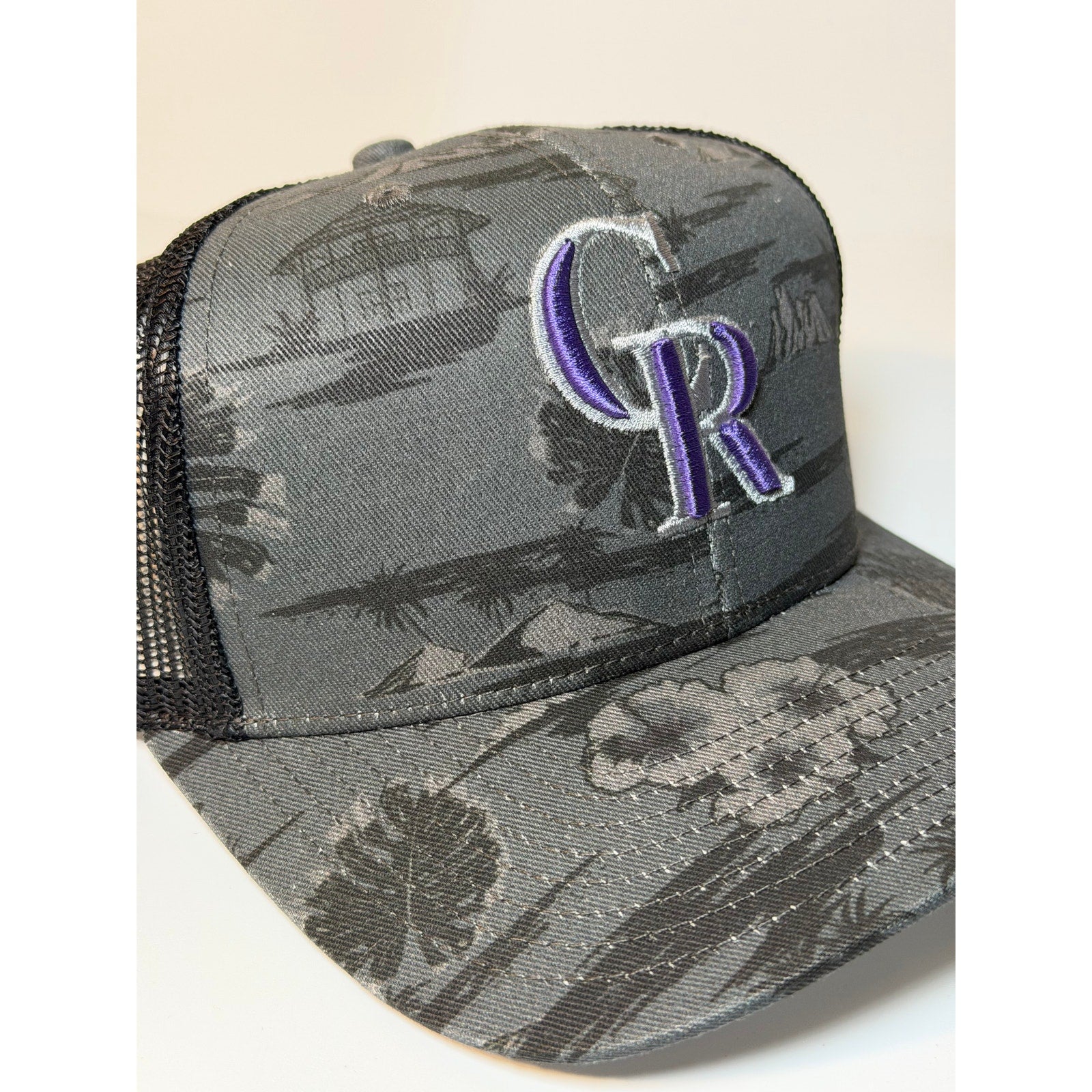 '47 Colorado Rockies Trucker Hat Gray Black Floral Snapback Adjustable NWT