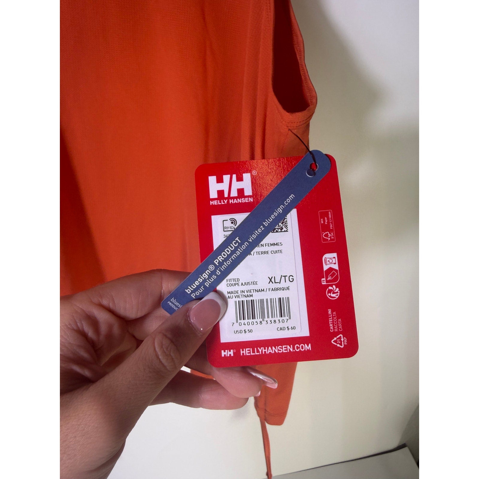 Helly Hansen Women's Active Tank Top XL Orange Sleeveless Drawstring Hem New