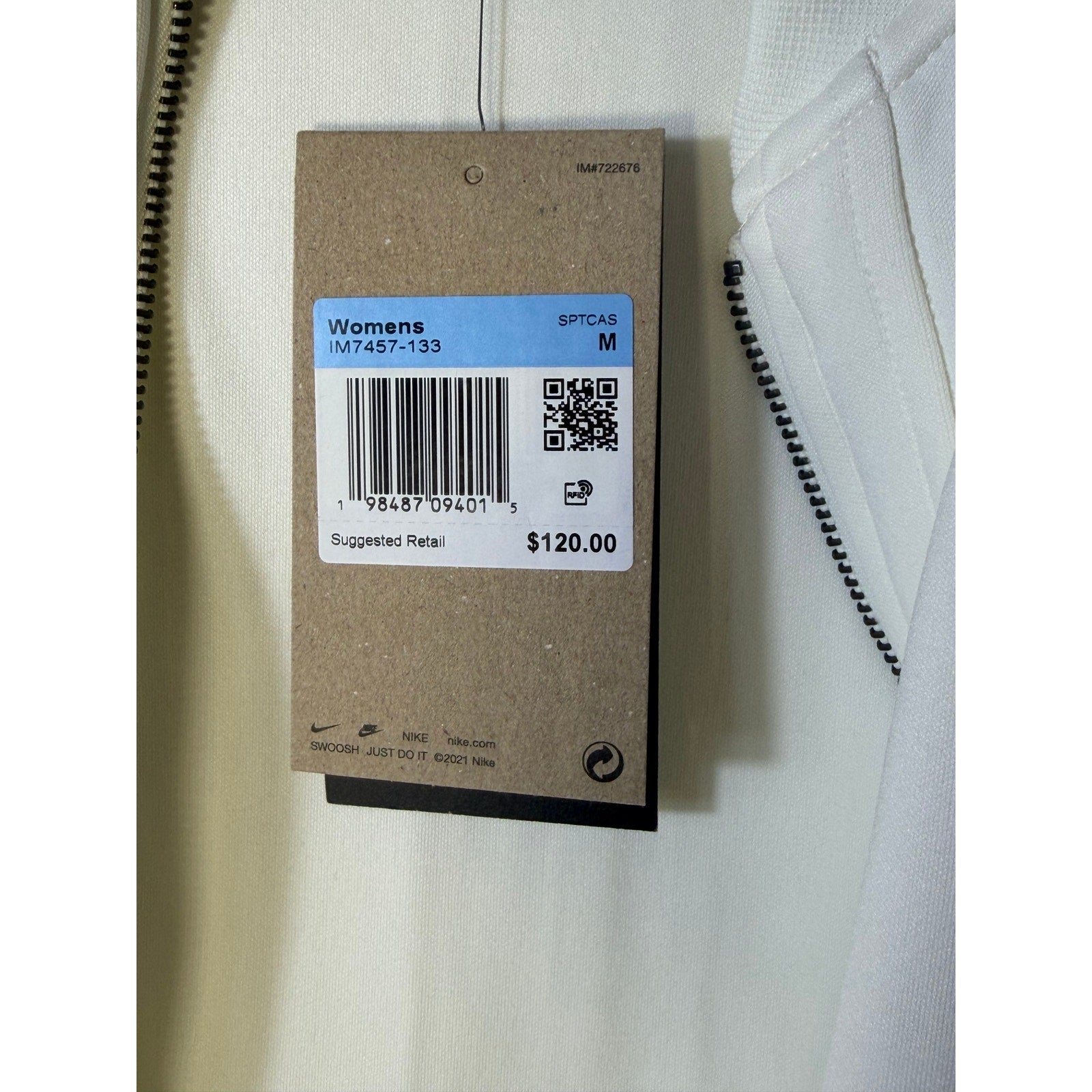 Nike Women's Pleated Bomber Jacket Full Zip Sail White Size M NWT