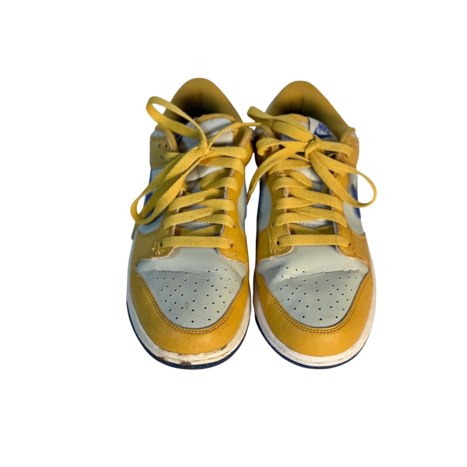 Nike Dunk Low GS University Gold Game Royal White Leather Sneakers Youth US 6Y