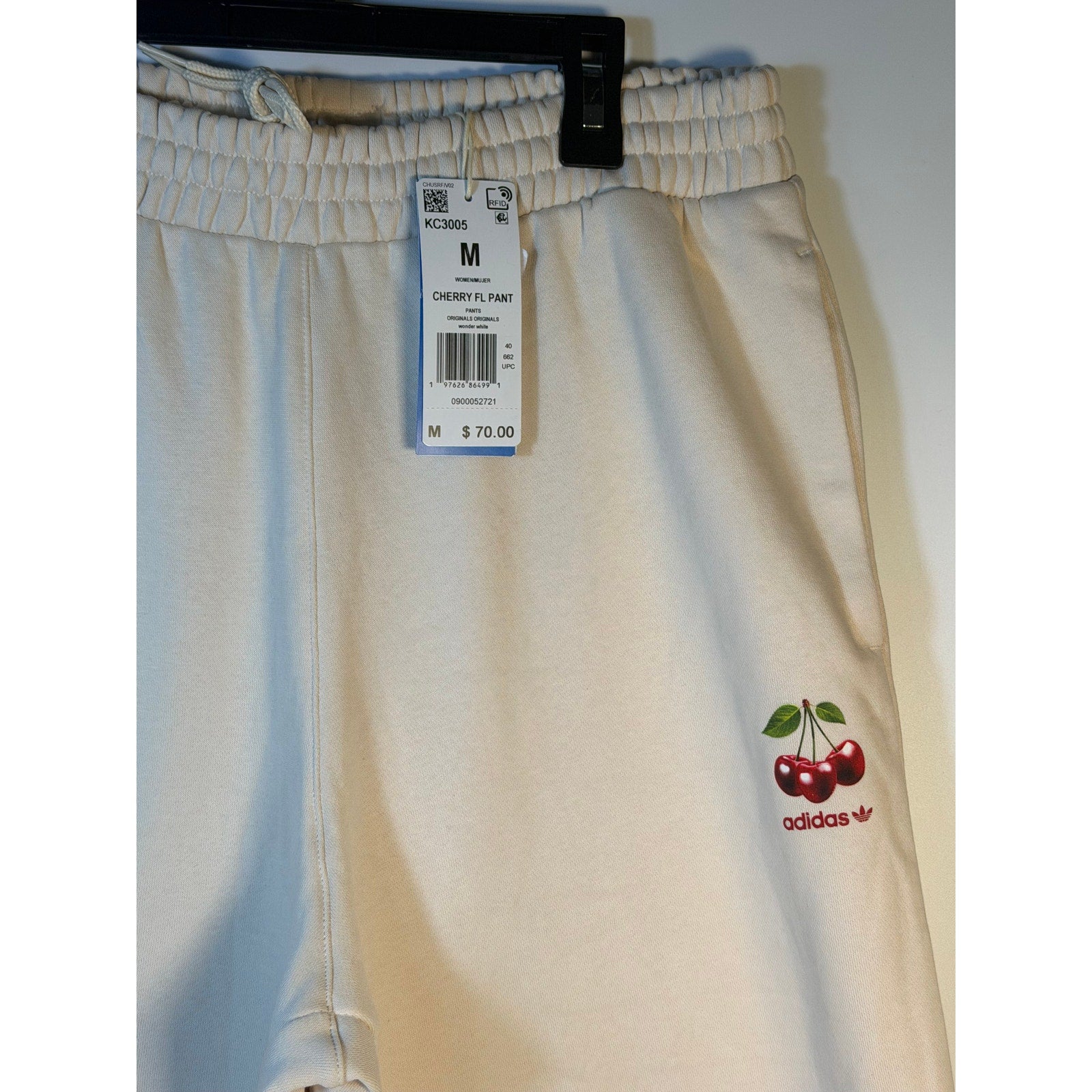 Adidas Originals Cherry FL Pant Women's Medium Wonder White Wide Leg Sweatpants