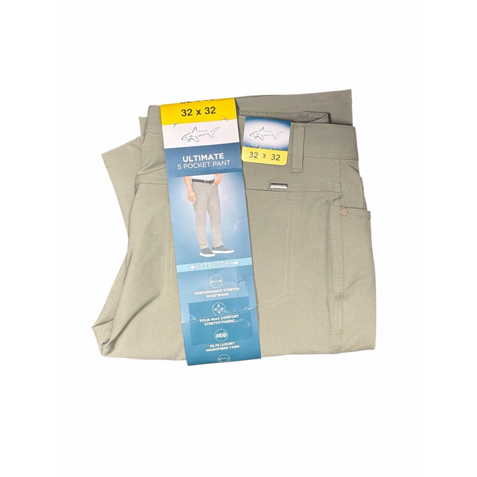 Greg Norman Men’s Ultimate 5-Pocket Stretch Pants Khaki Size 32x32 New With Tags