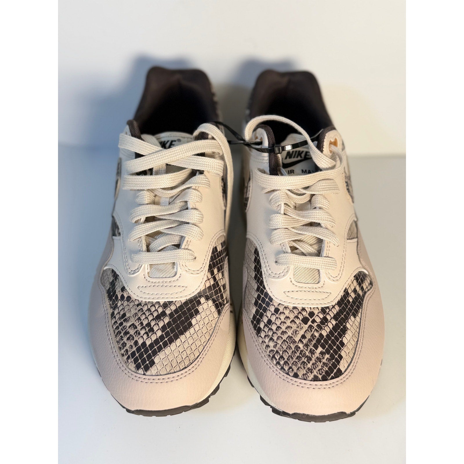 Nike Air Max 1 Premium Snakeskin Sneakers White Gray Women's US 9.5