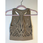 Alo Yoga Seamless Open Knit Racerback Tank Top Women's S Gray Activewear