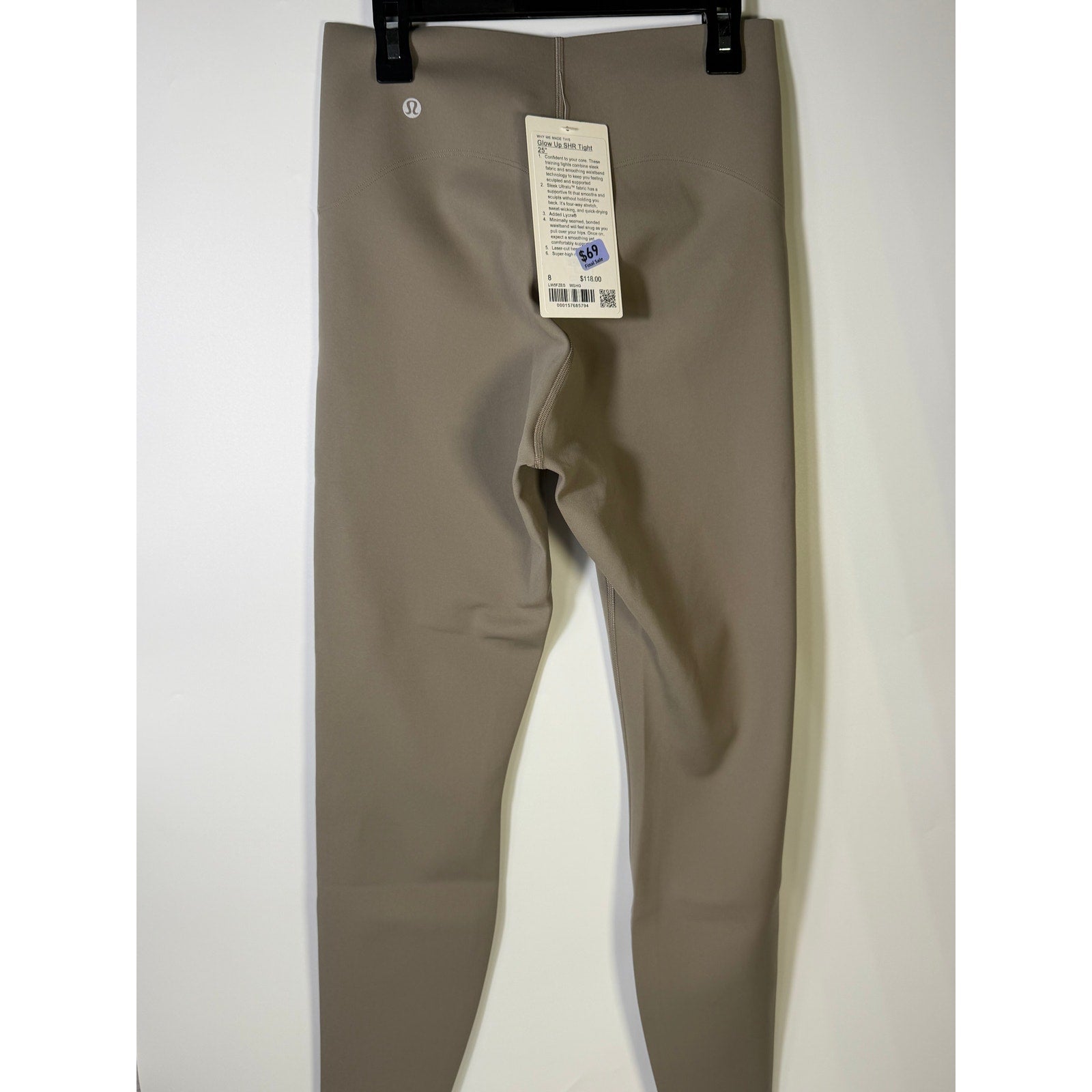 lululemon Glow Up Super-High-Rise Tight 25” Taupe Gray Size 8 NWT