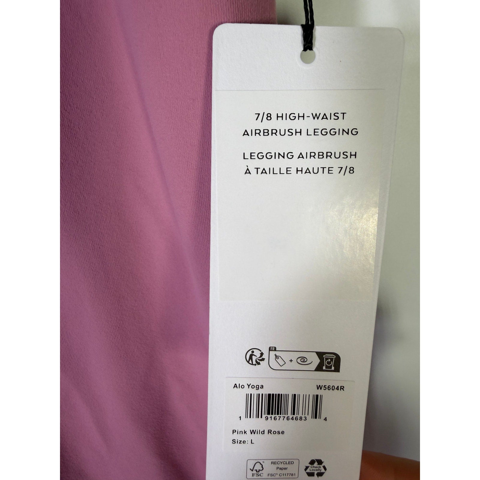 Alo Yoga 7/8 High-Waist Airbrush Leggings Pink Wild Rose Women's L NWT