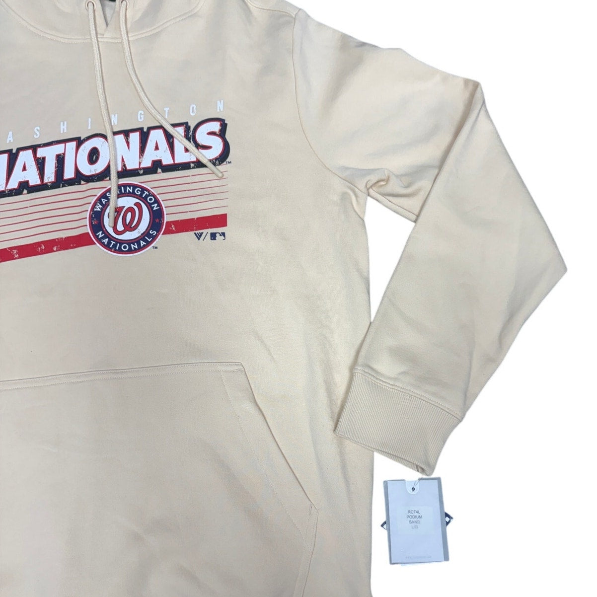 Levelwear Washington Nationals Podium Grain Pullover Hoodie Cream NWT Size L