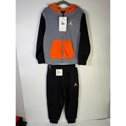 Jordan Boys 2-Piece Hoodie Jogger Pants Set Gray Black Orange Size 4T NWT