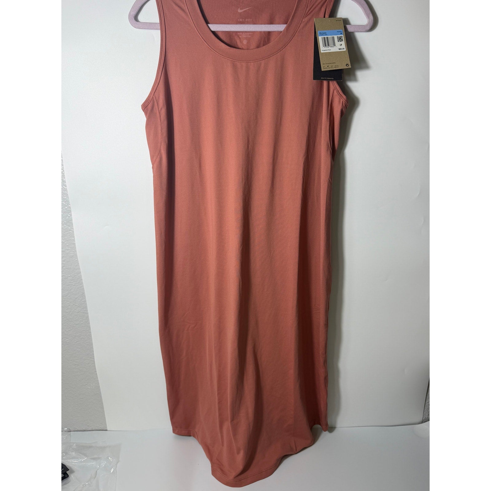 Nike Dri-FIT Maternity Sleeveless Midi Dress Women's Medium Pink New