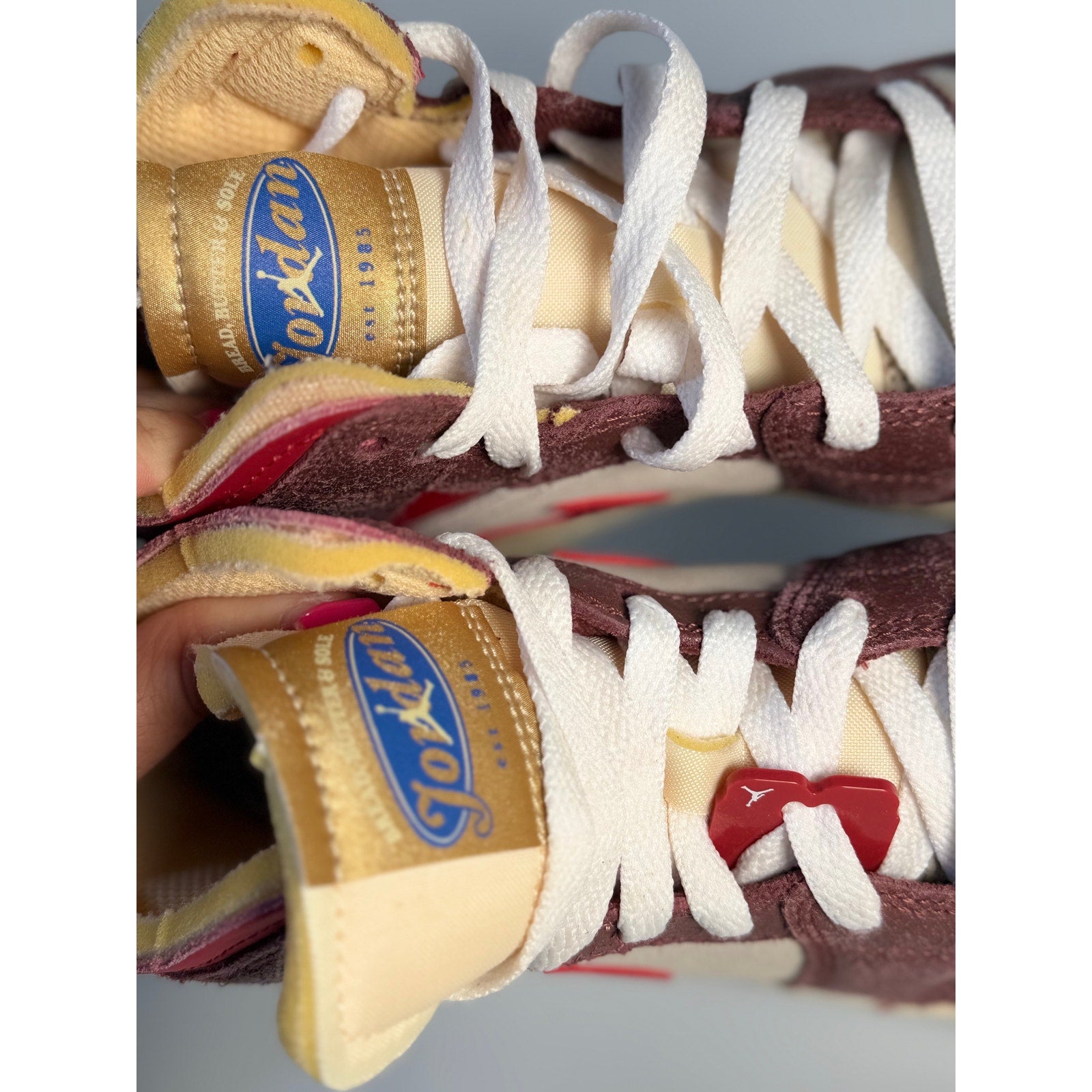 Nike Air Jordan 1 Mid SE Craft Sneakers Sail Red Brown Men's Size 4