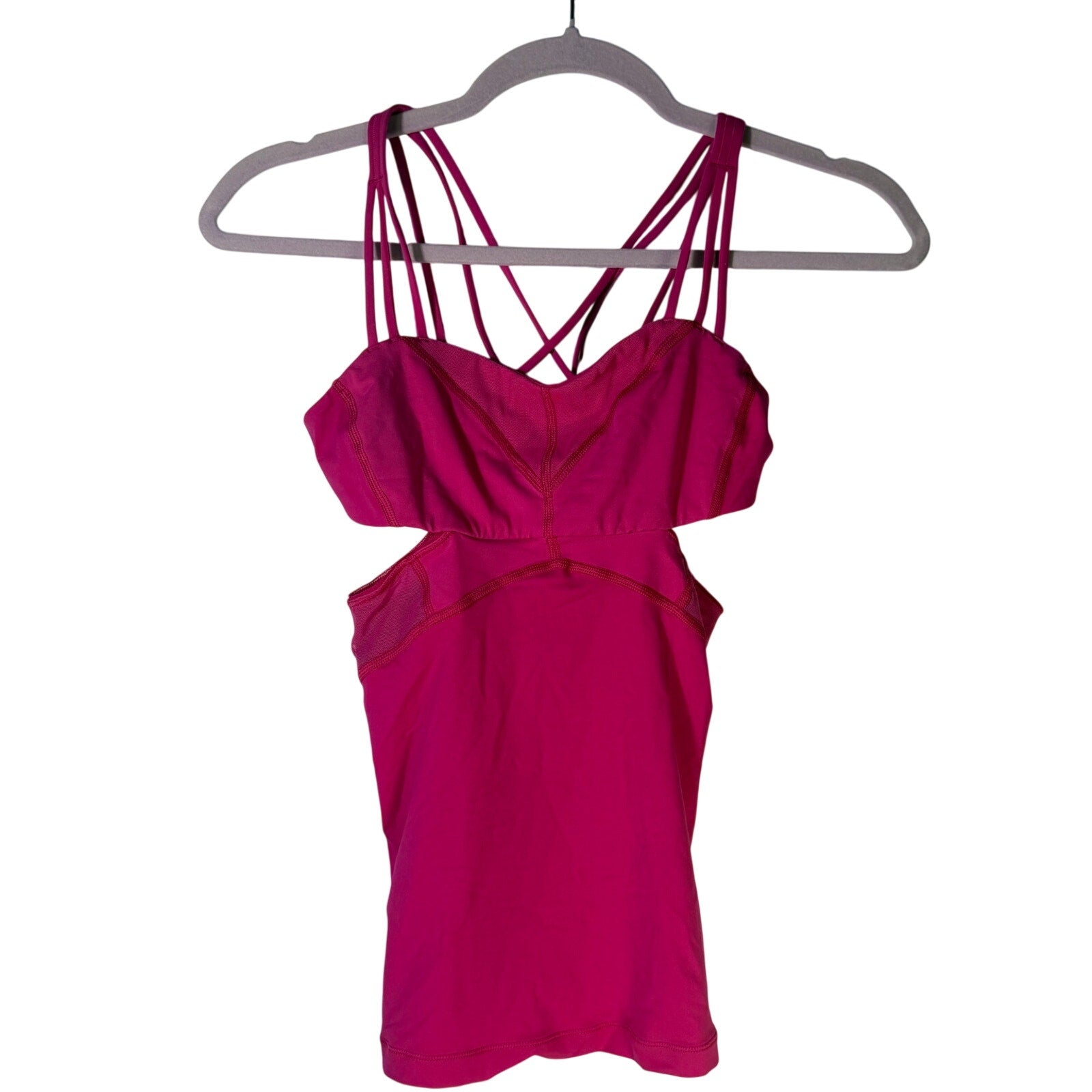 Lululemon Women’s Strappy Cutout Athletic Tank Top Magenta Size 2 Pre-owned
