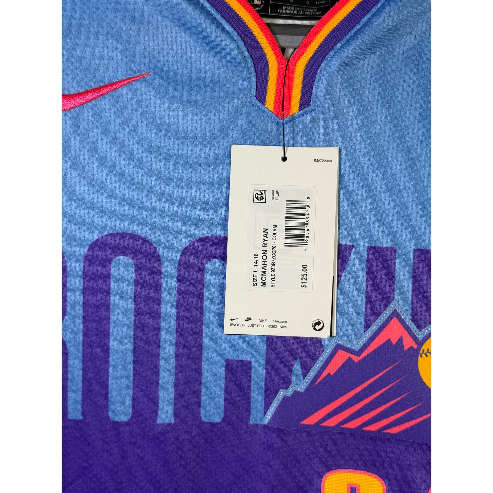 Nike Rockies McMahon #24 City Connect Jersey Youth L 14/16 NWT