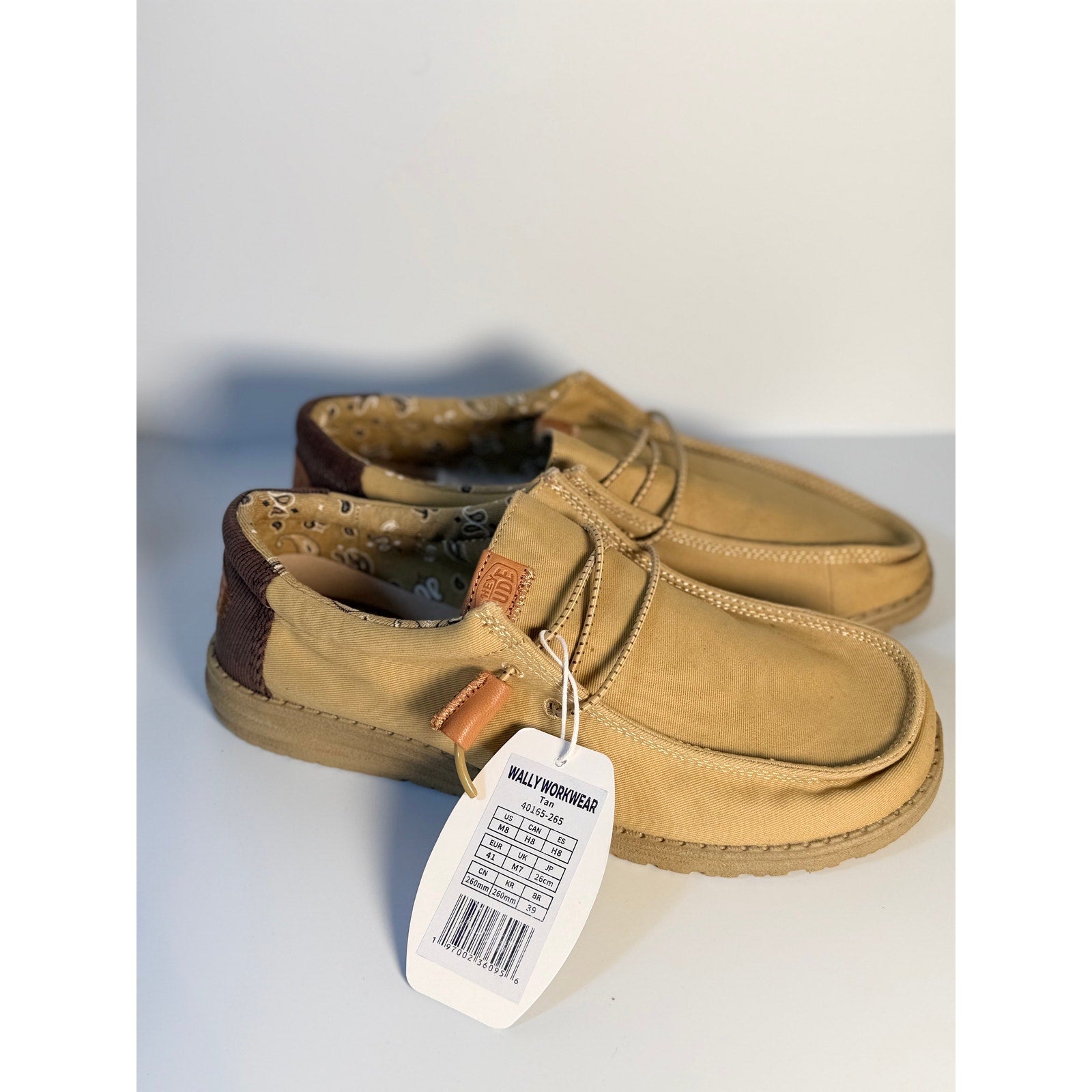 Hey Dude Wally Workwear Shoes Tan US Men's 8 / Women's 10 Lightweight