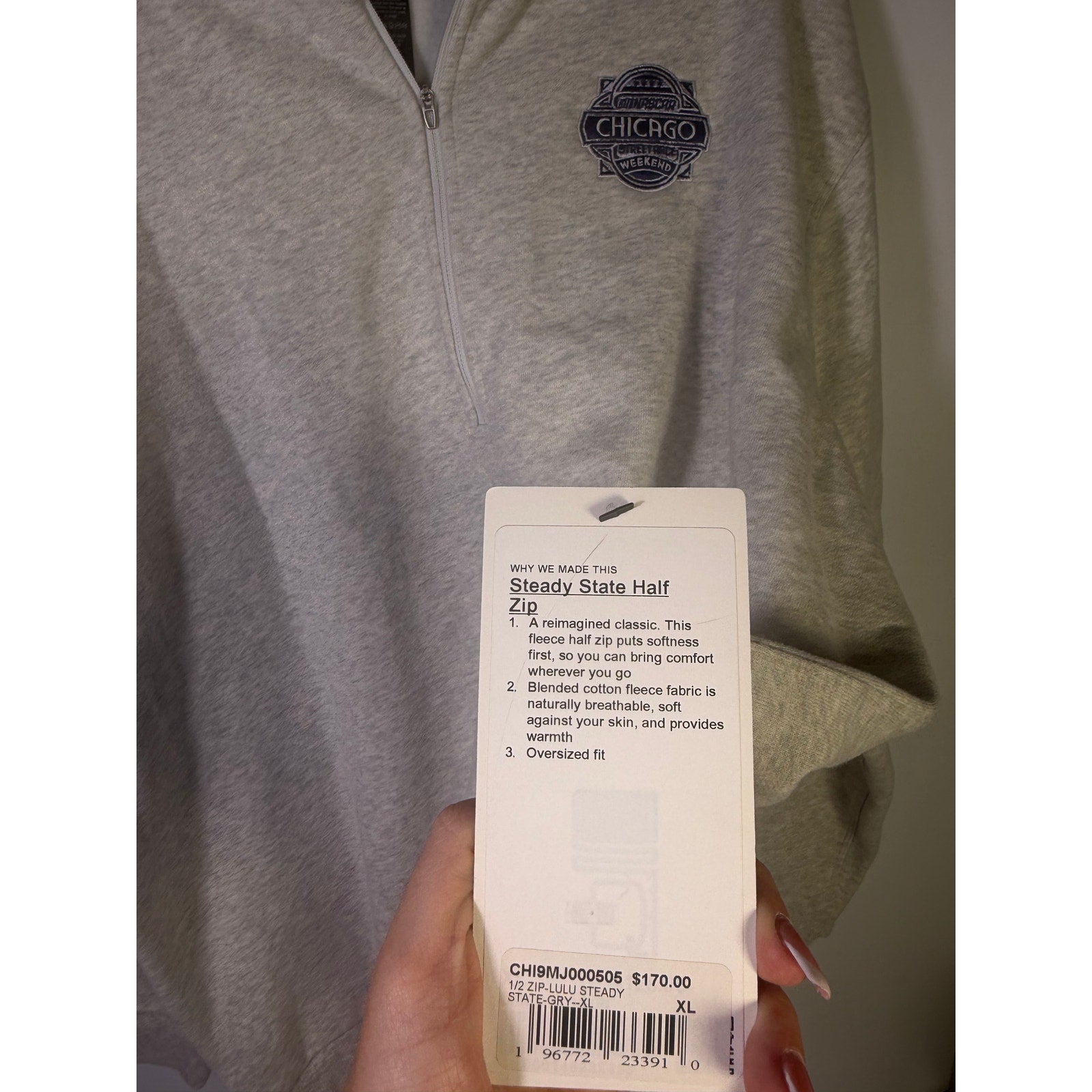 Lululemon Steady State Half Zip Sweatshirt Chicago Weekend Gray XL NWT Oversized