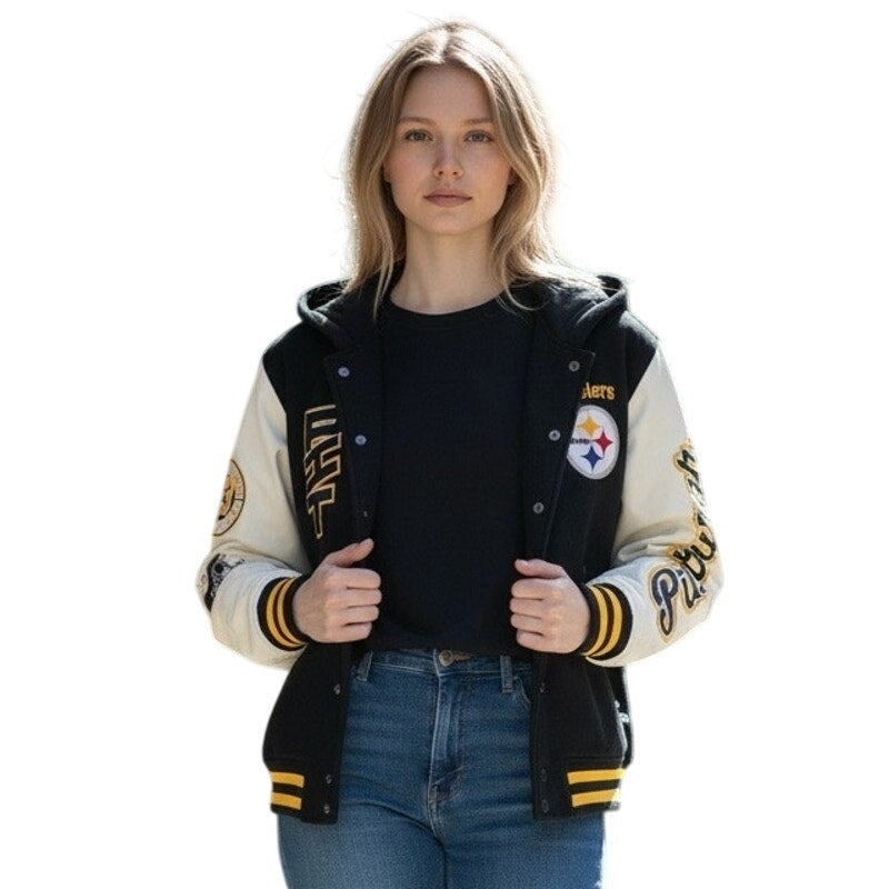 Pittsburgh Steelers Varsity Jacket – The Wild Collective women’s Medium (NWT)