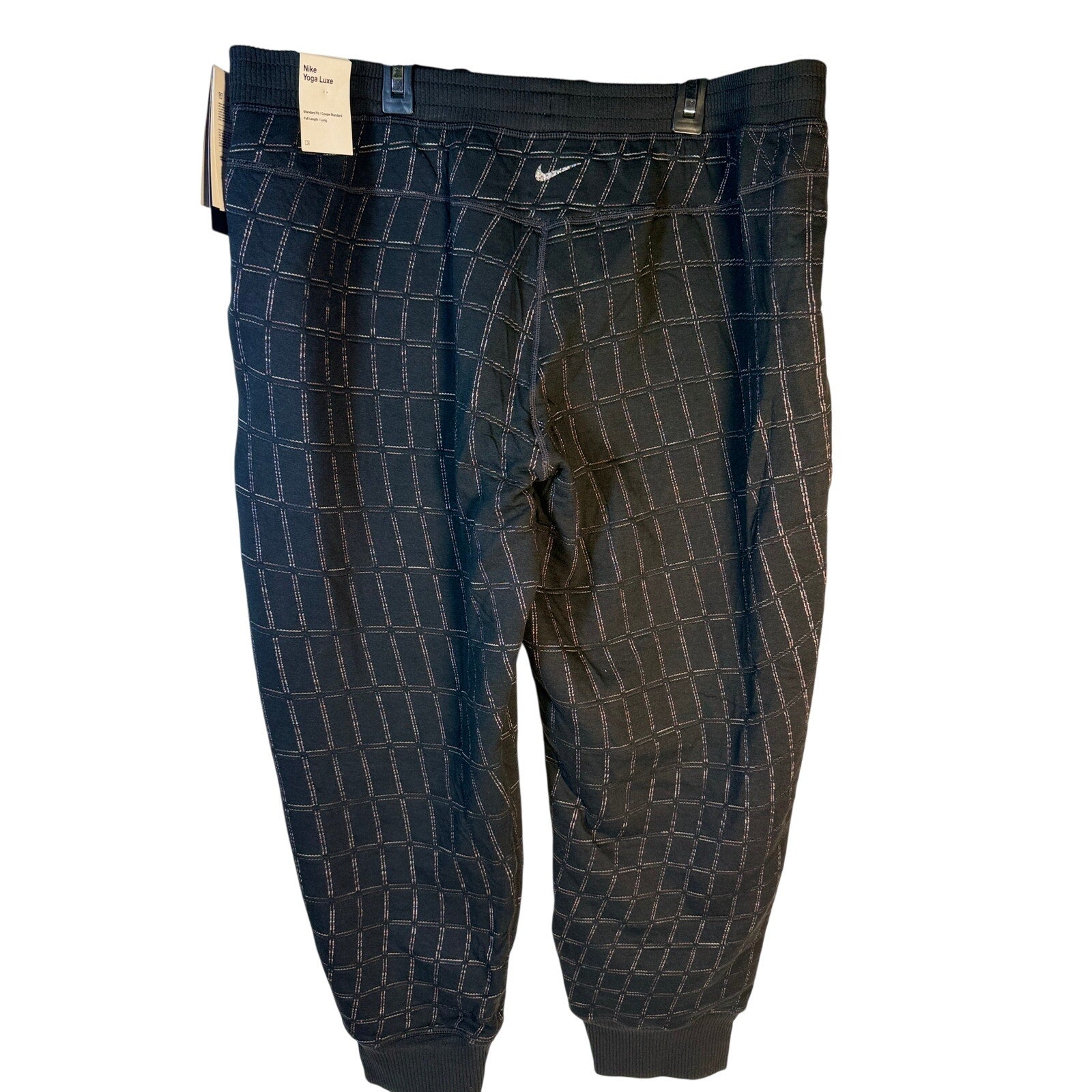 Nike Yoga Luxe Grid Print Jogger Pants Women's XL Black Training New