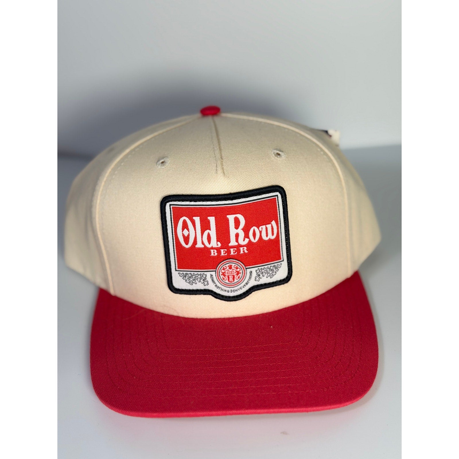 Old Row Beer Snapback Hat Red Cream Baseball Cap Adult One Size NWT