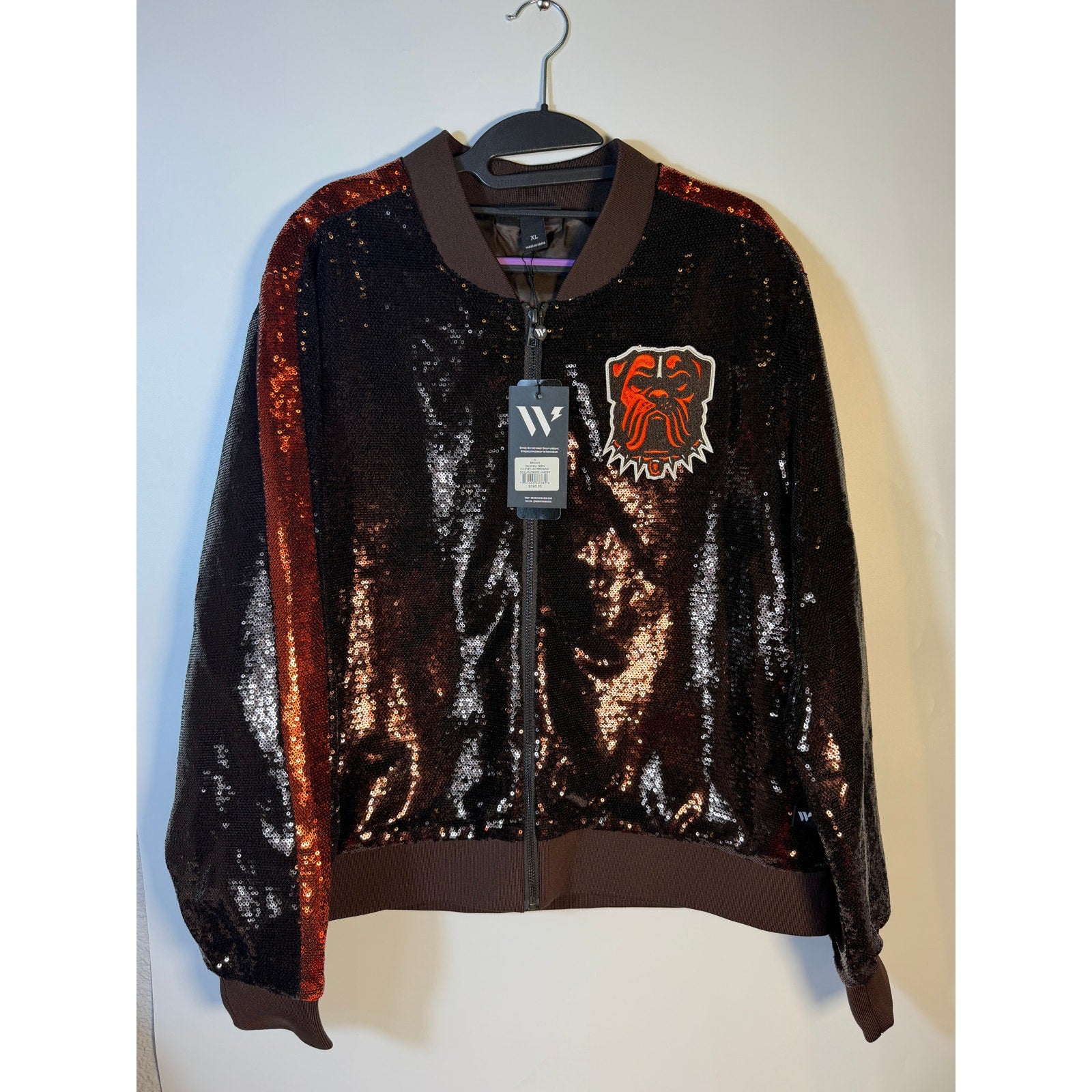 The Wild Collective Cleveland Browns Sequin Ombre Bomber Jacket – Women's XL – NWT