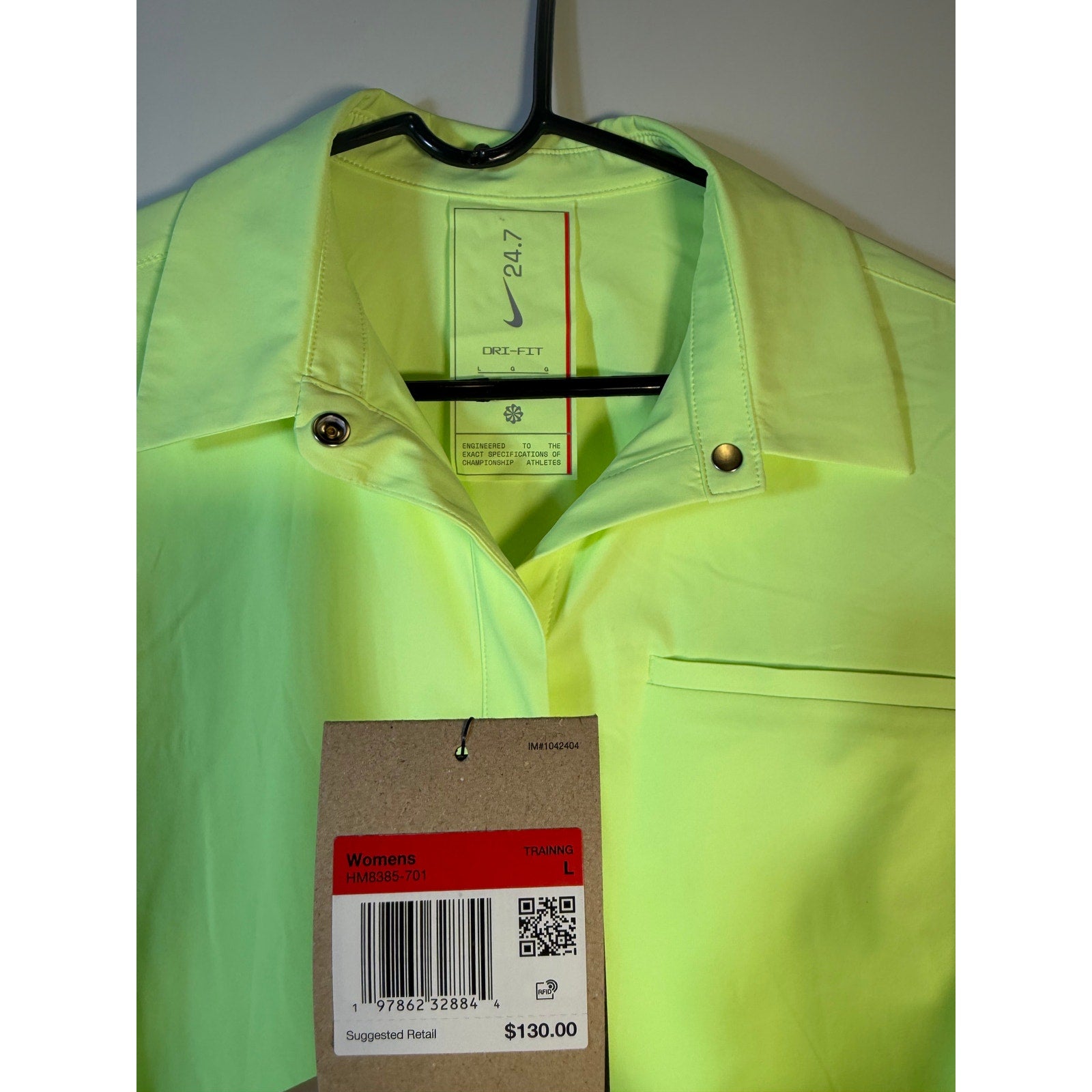 Nike 24.7 Dri-FIT Women's Training Shirt Dress Volt Green Large HM8385-701 NWT