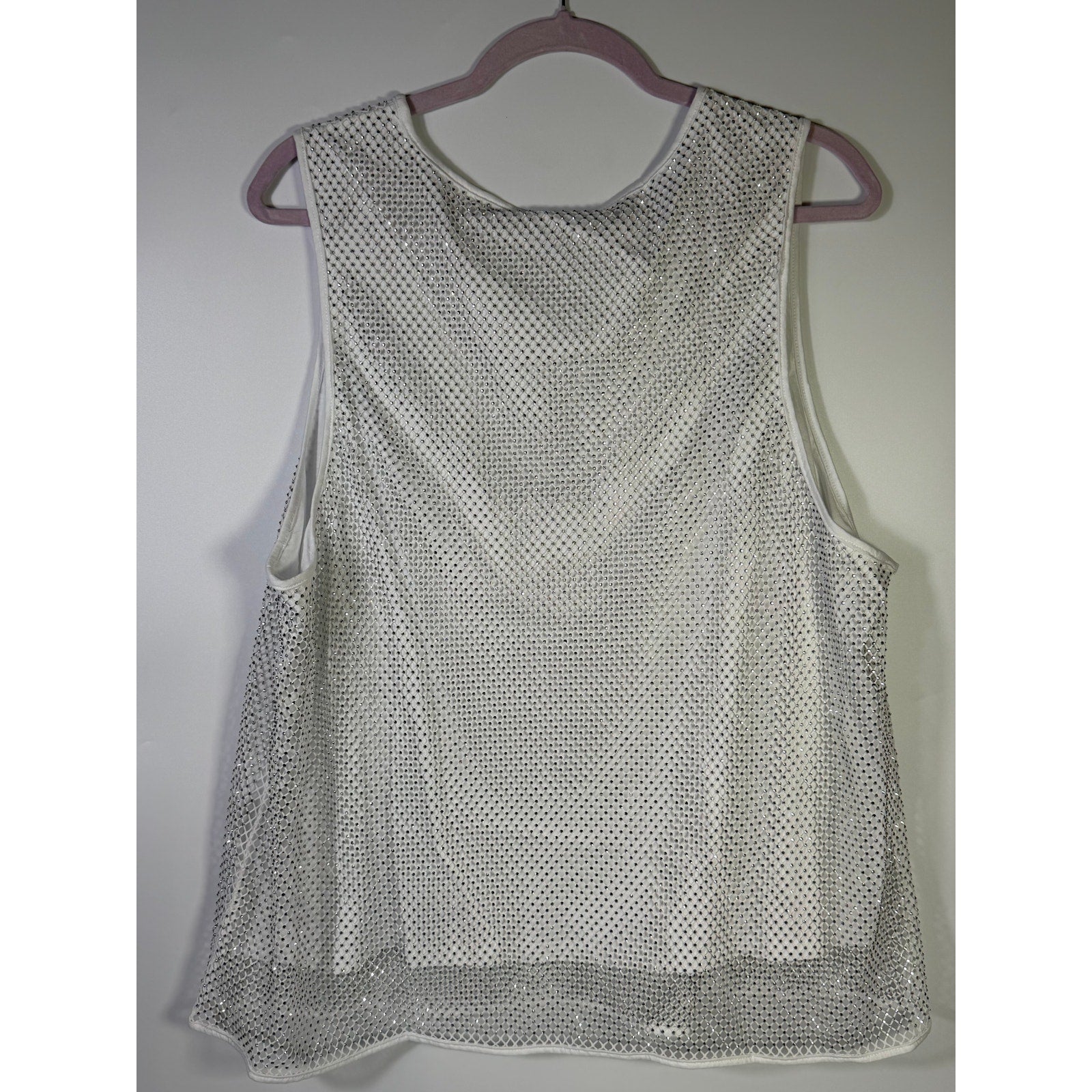 WEAR by Erin Andrews Dallas Cowboys Jeweled Mesh Tank White Women's 2XL NWT