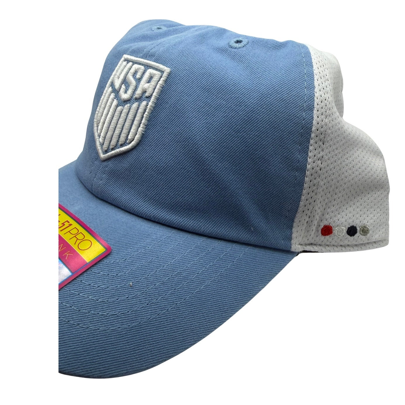 USA Soccer Fan Ink CL-51 Pro Adjustable Trucker Hat Blue White One Size NWOT