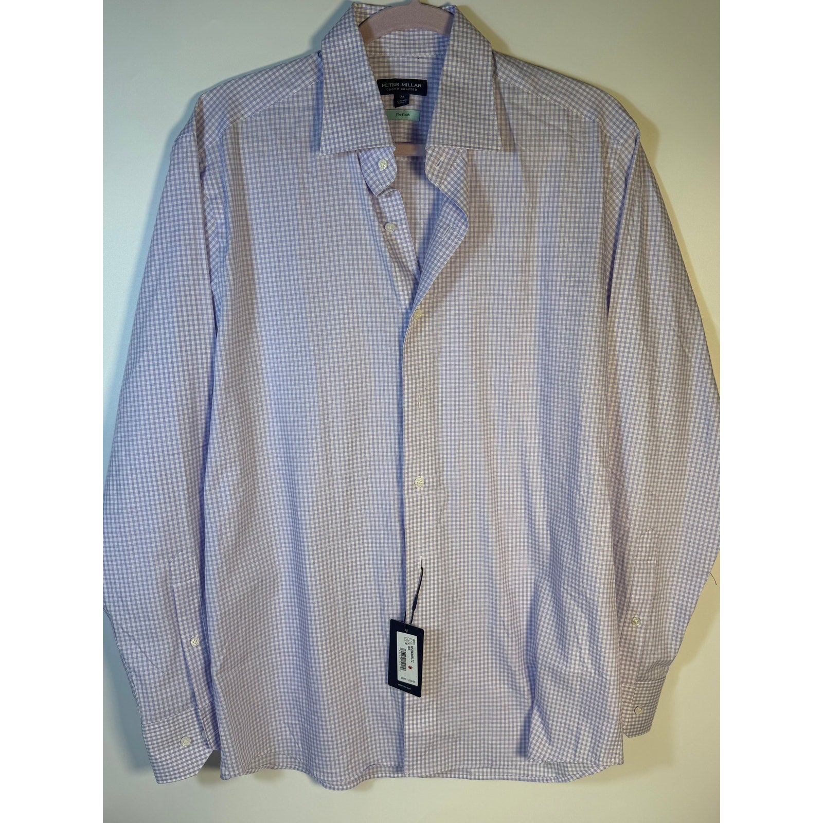 Peter Millar Crown Crafted Flex Finish Dress Shirt Purple Check Men's M NWT