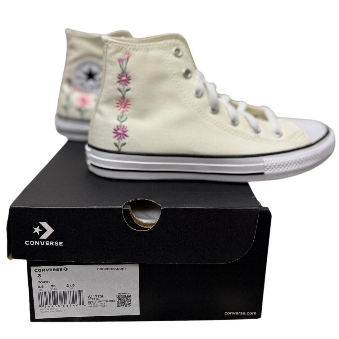 Converse Chuck Taylor All Star Hi Kids Youth 3 Cream Floral High-Top Sneakers