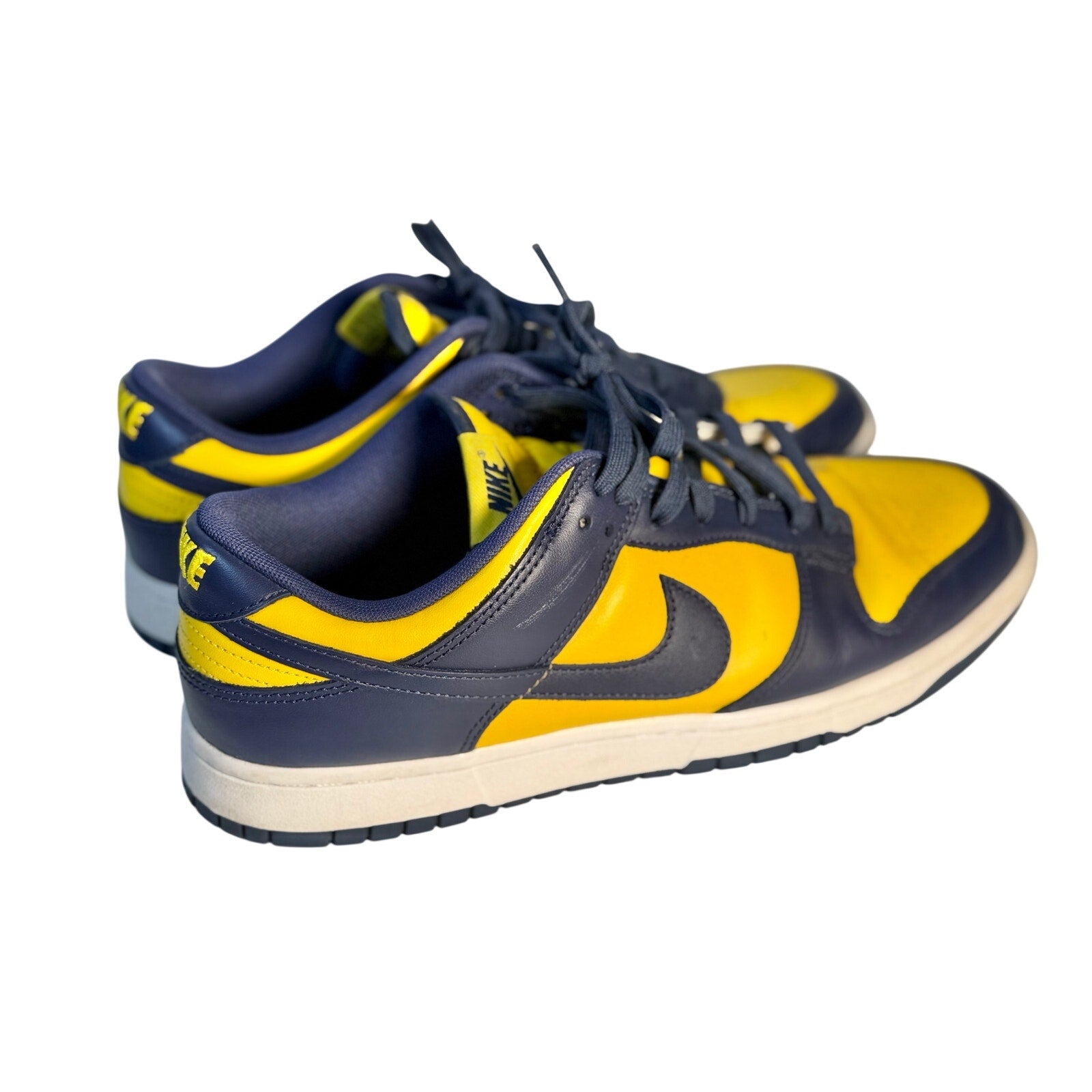 Nike Dunk Low Michigan Navy Yellow Leather Sneakers Men's US 11