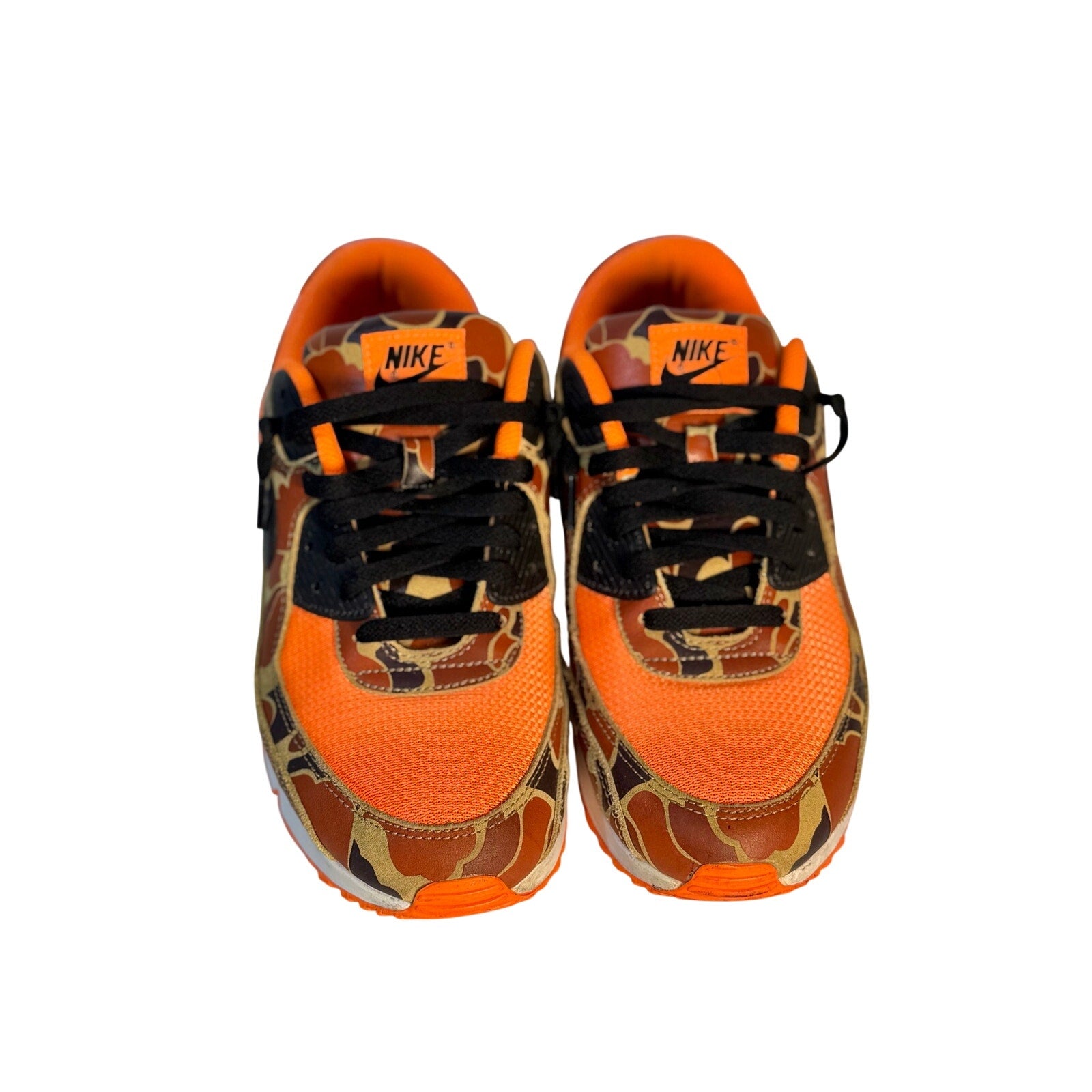 Nike Air Max 90 Orange Camo Black Sneakers Men's Size 11 CW4039-800