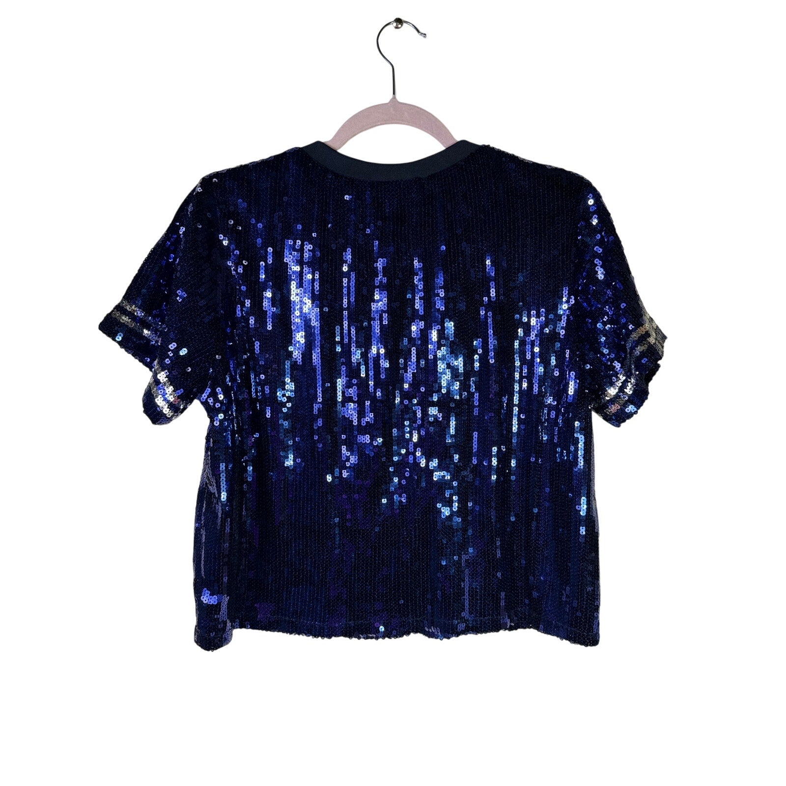 The Wild Collective Dallas Cowboys Sequin Star T-Shirt Women's Medium Navy Blue