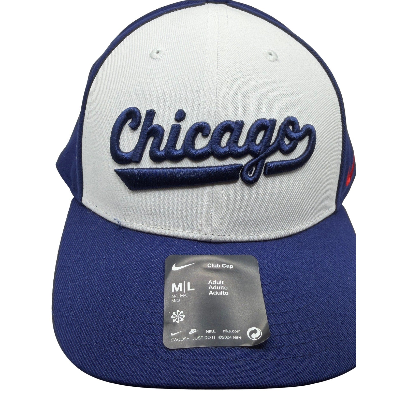 Nike Chicago Cubs MLB Club Cap White Navy Adult M/L NWT