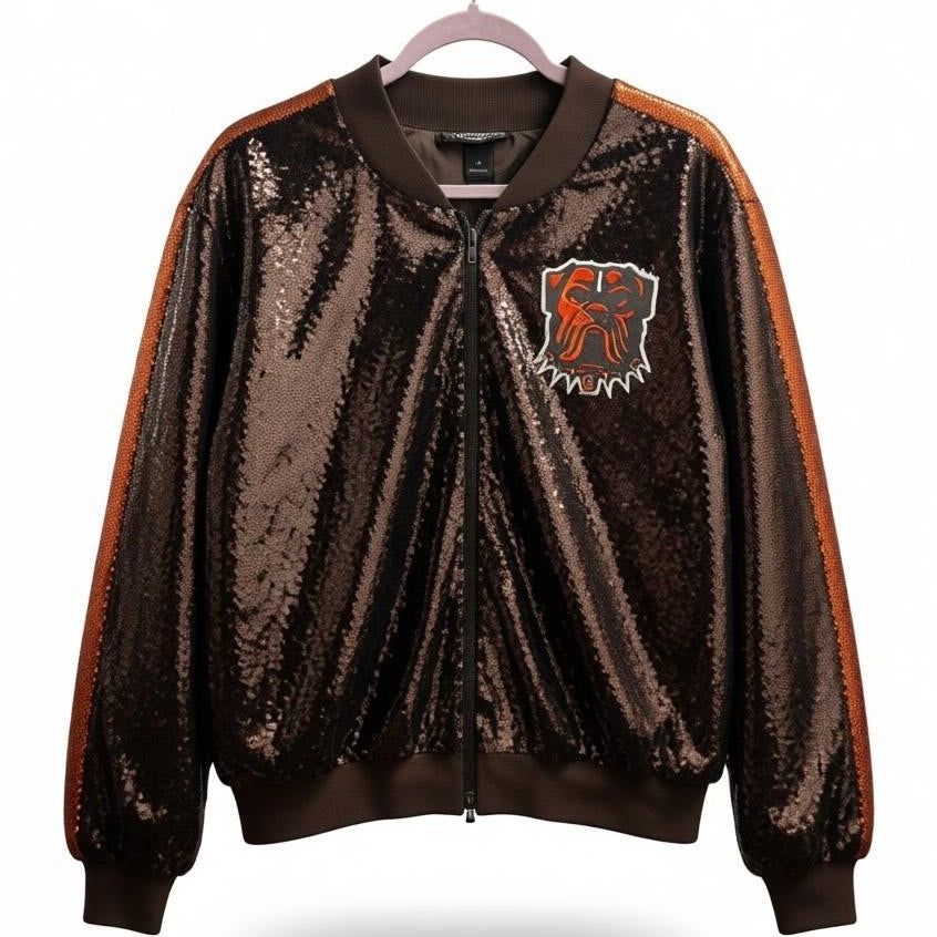 NWT Wild Collective NFL Cleveland Browns Women’s Sequin Jacket – Size XL – MSRP $160