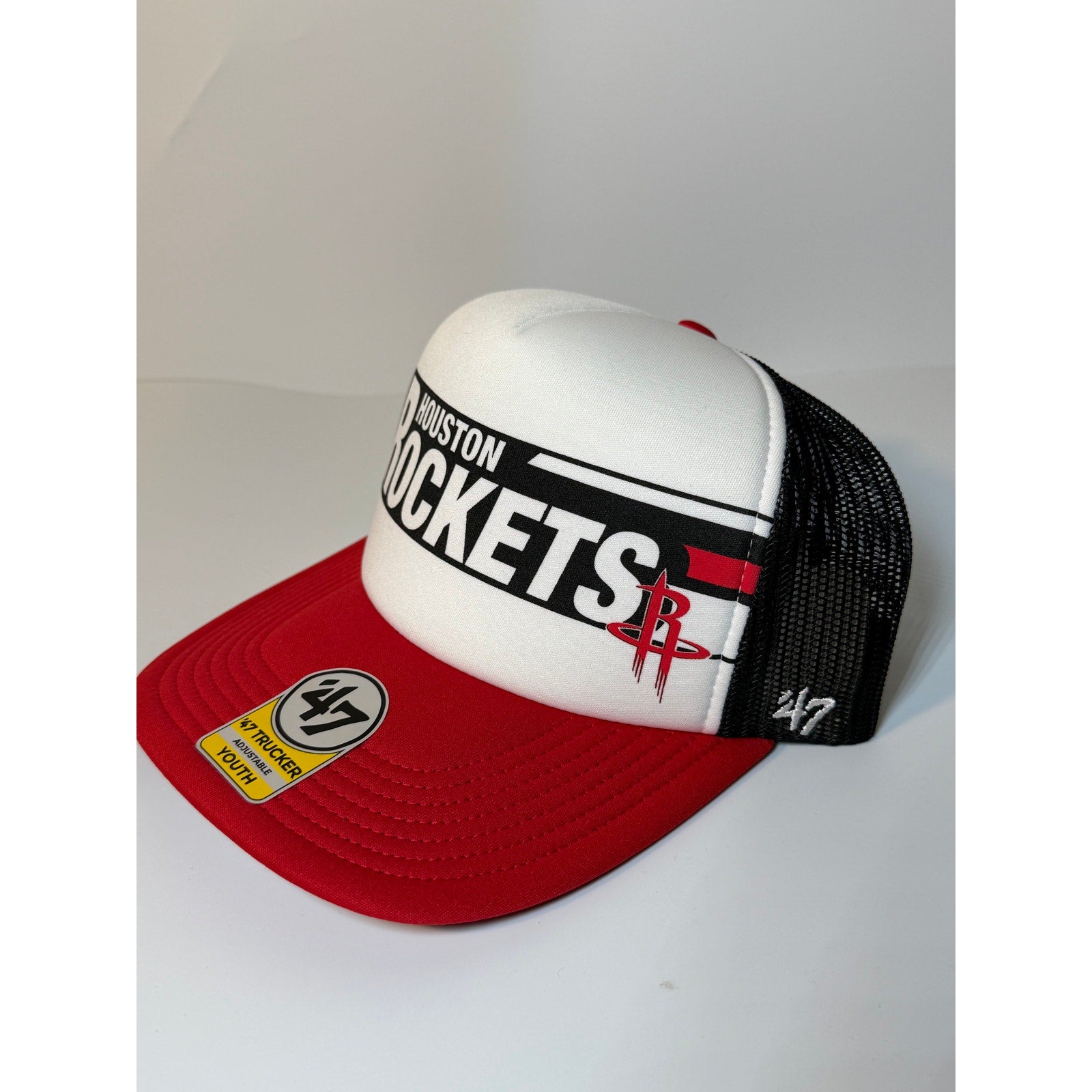'47 Houston Rockets Youth Trucker Snapback Hat Red/Black Adjustable NWT