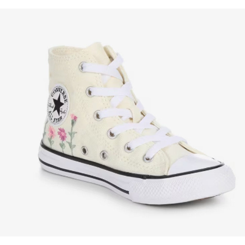 Converse Chuck Taylor All Star Hi Kids Youth 3 Cream Floral High-Top Sneakers