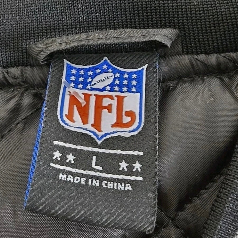 NFL Varsity Bomber Jacket – Men’s Size Large – Black / Gray – Snap Front