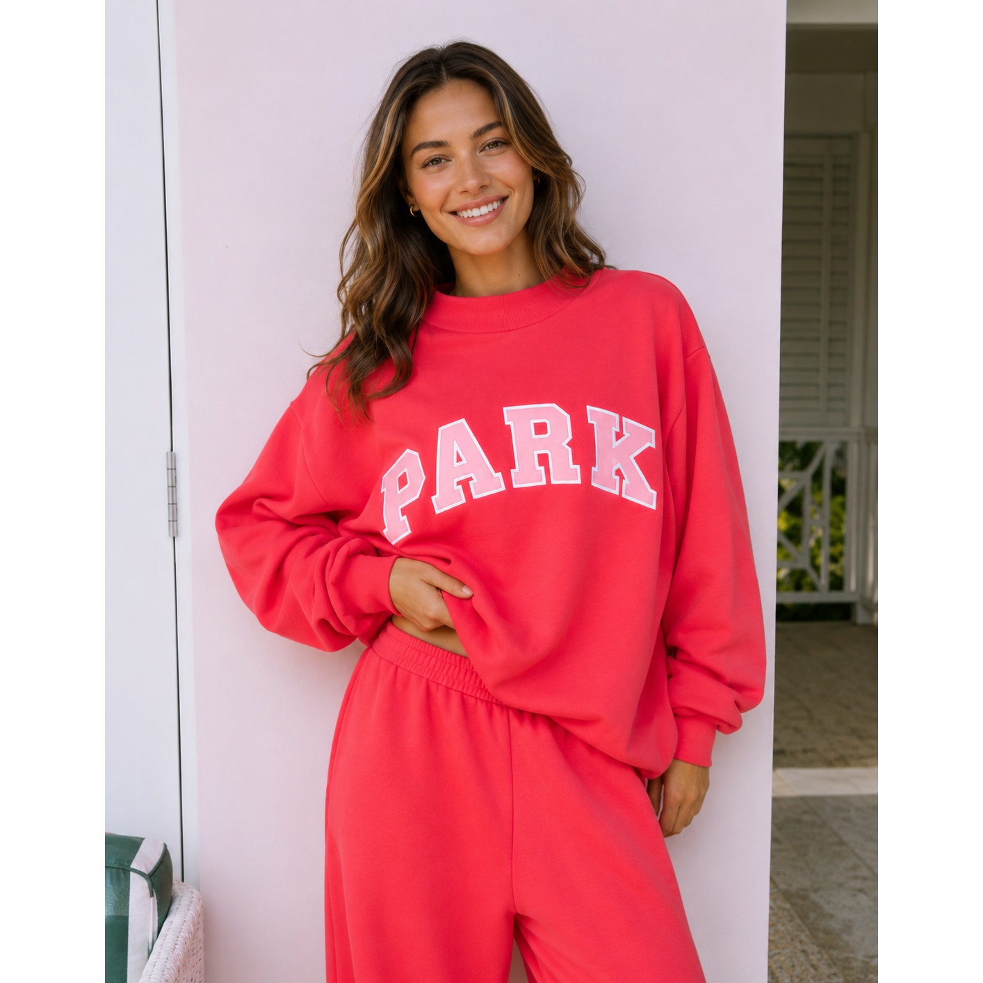 PARKE Heritage Varsity Mockneck Sweatshirt Pink Women's Pullover NWT L