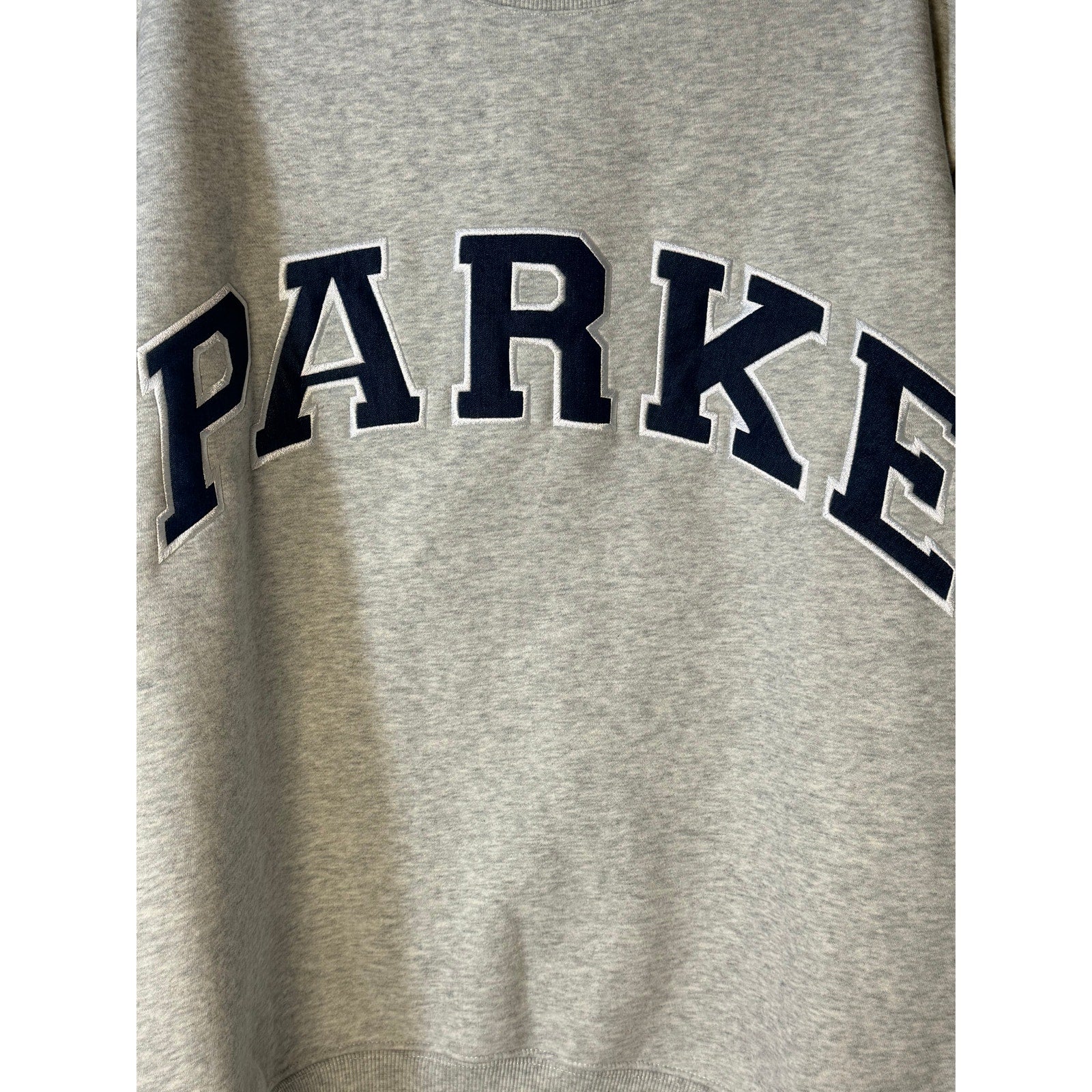PARKE Mock Neck Sweatshirt Women's L/XL Gray Oversized Fleece Pullover Embroidered Logo