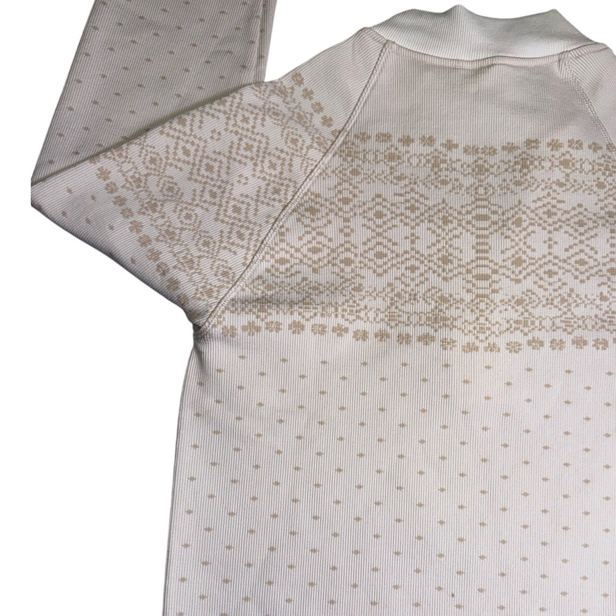 DSG Women’s Fair Isle Quarter-Zip Pullover Ivory Taupe Long Sleeve NWT Size S