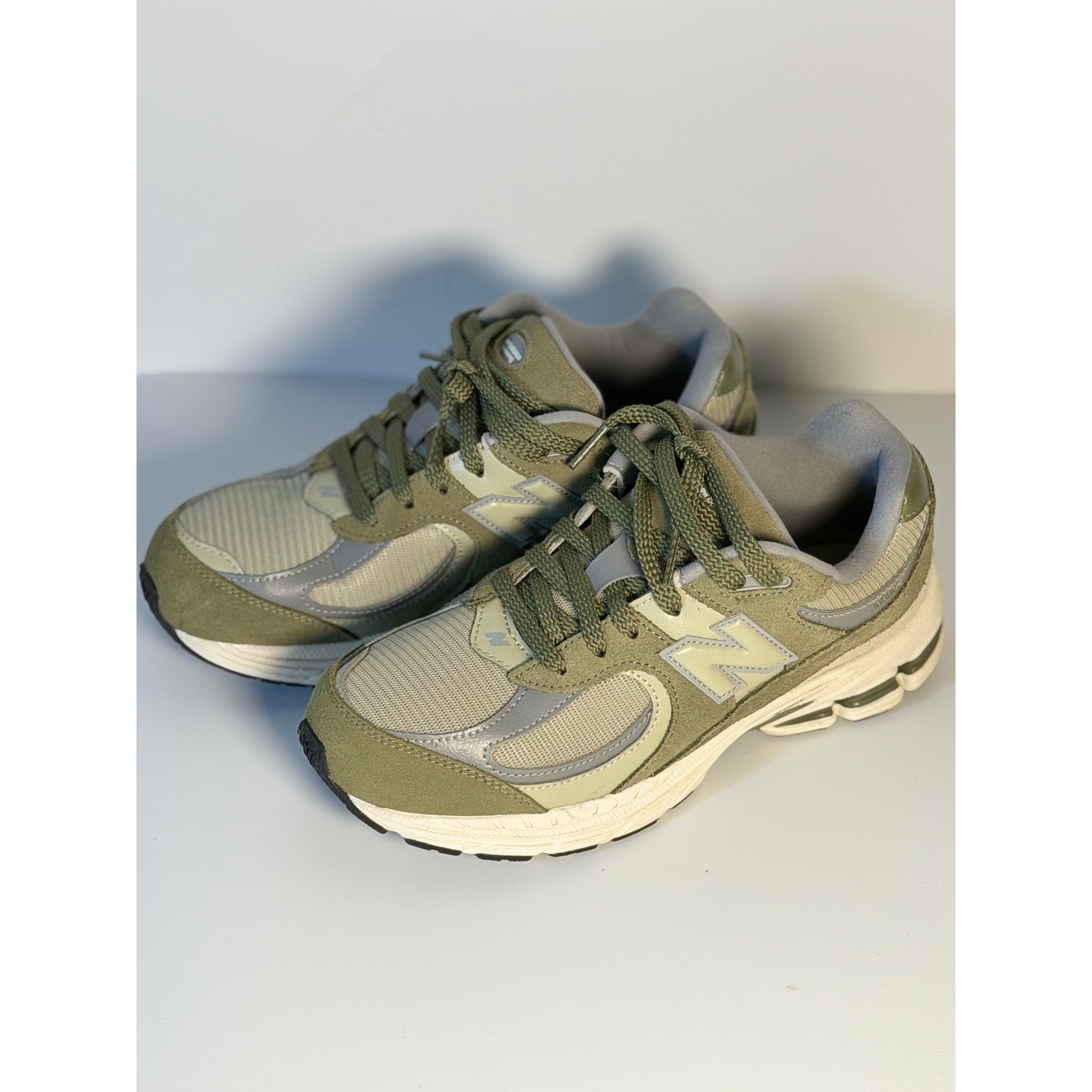 New Balance 2002R Running Sneakers – Olive/Gray – Youth 5.5 – Pre-Owned
