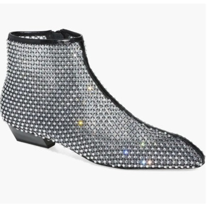 Rebecca Minkoff Crystal Mesh Booties – Women’s Size 8M – Black – 40mm Heel – NIB
