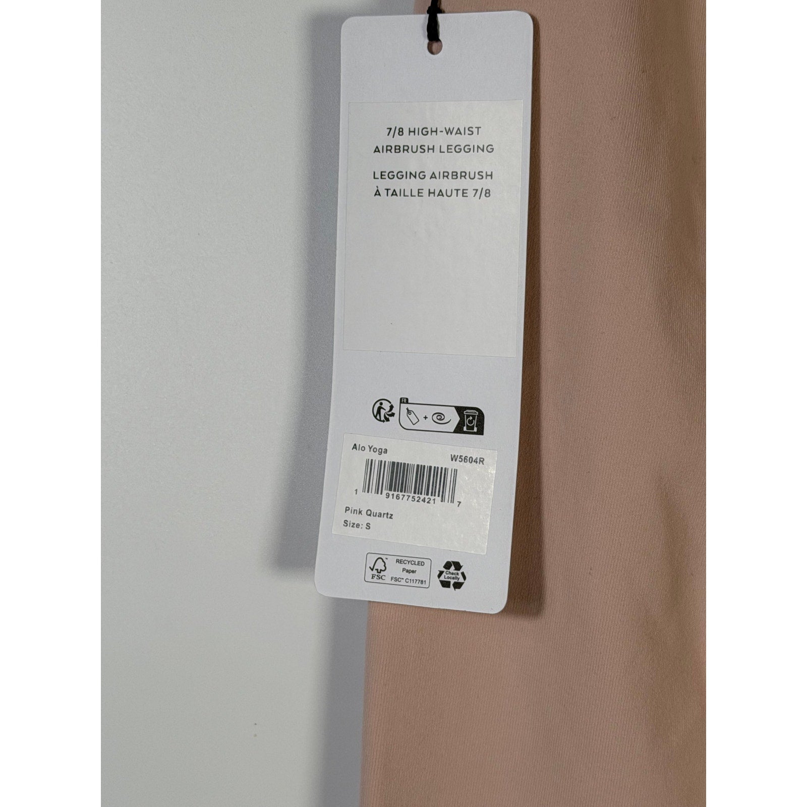 Alo Yoga 7/8 High Waist Airbrush Leggings Pink Quartz Women's Small NWT