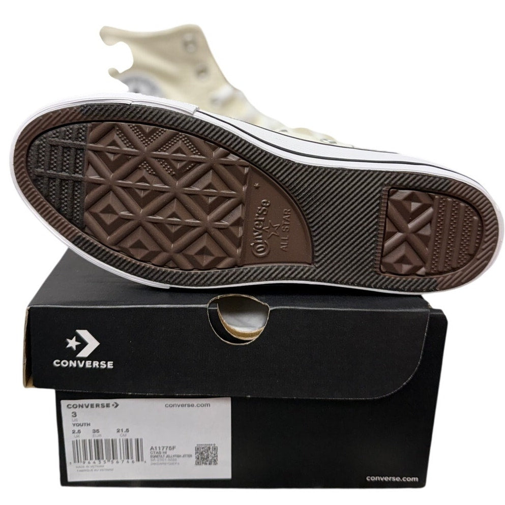 Converse Chuck Taylor All Star Hi Kids Youth 3 Cream Floral High-Top Sneakers