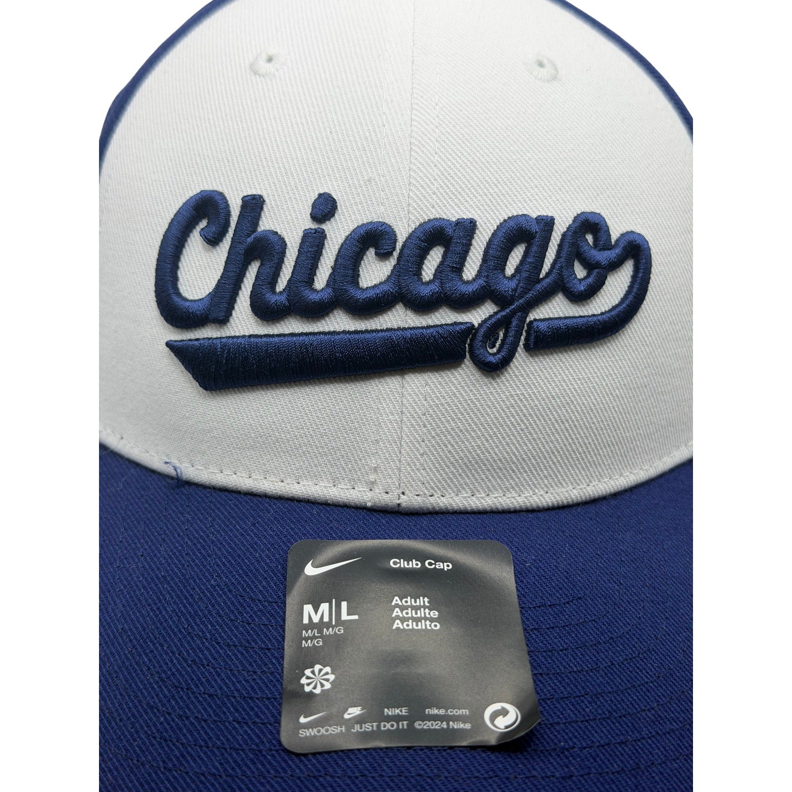 Nike Chicago Cubs MLB Club Cap White Navy Adult M/L NWT