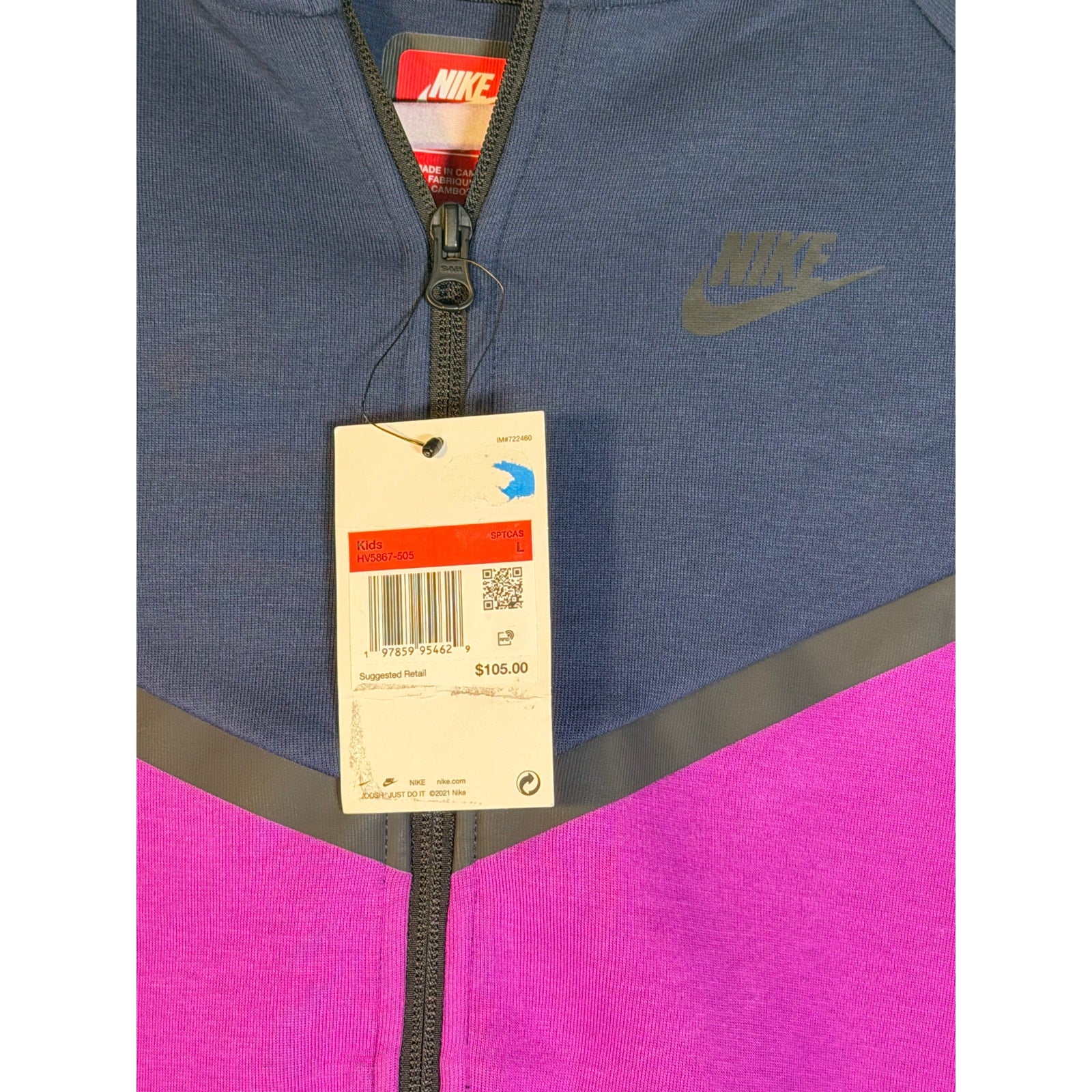 Nike Sportswear Tech Fleece Hoodie Full Zip Kids Large Purple Blue NWT