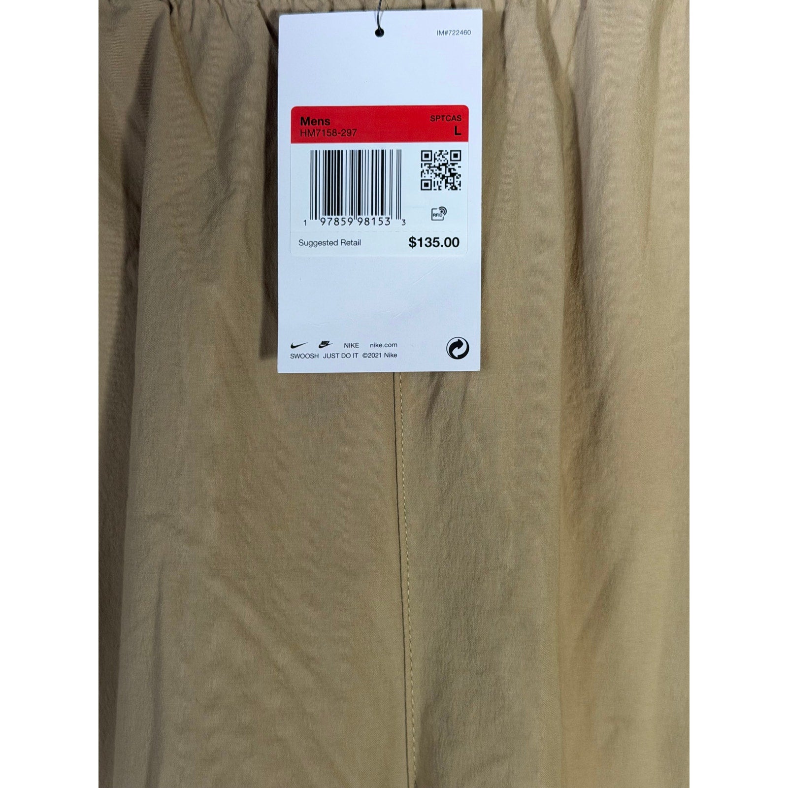 Nike Tech Men’s Woven Oversized Pants Parachute Beige Size L NWT