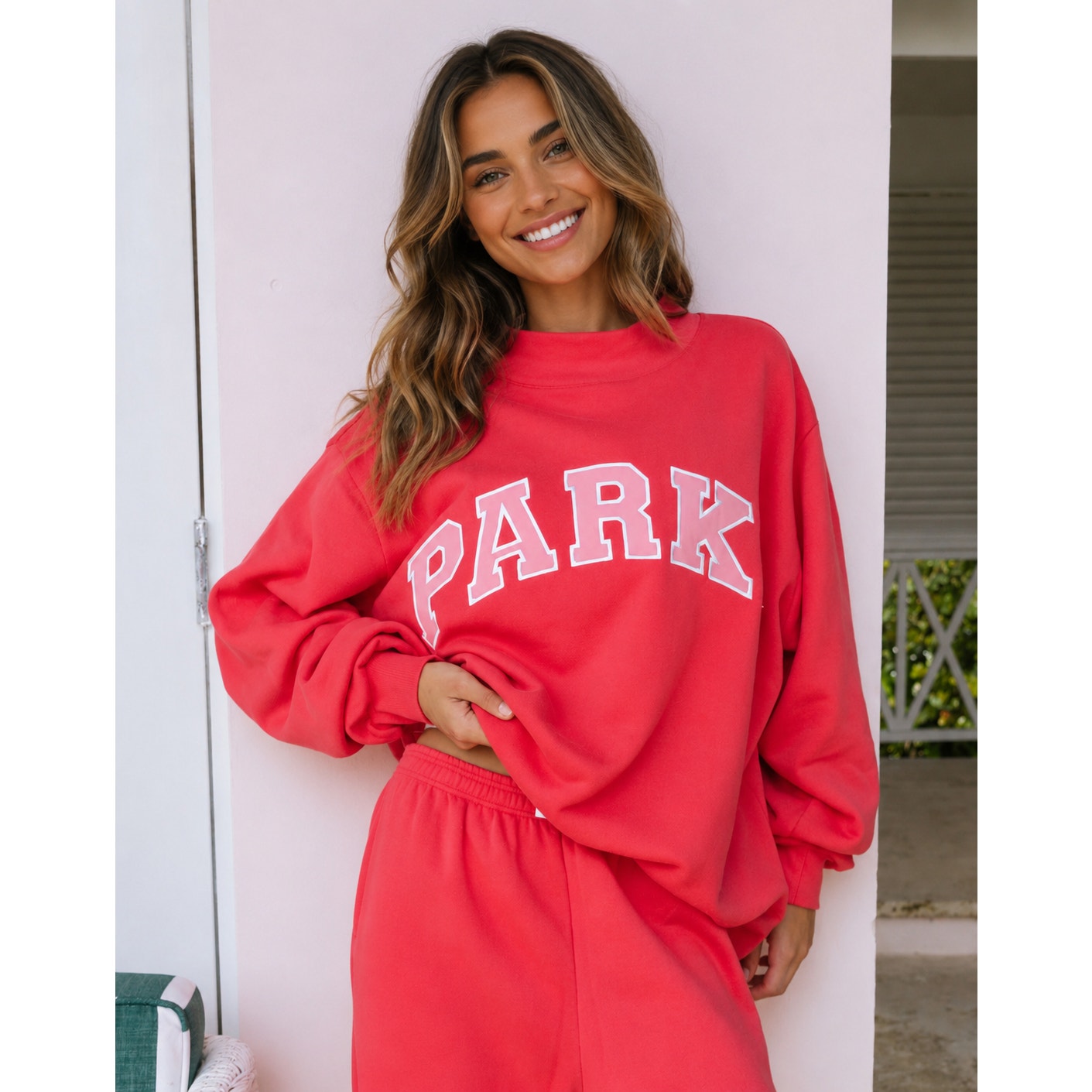 PARKE Heritage Varsity Mockneck Sweatshirt Pink Women's Pullover NWT M