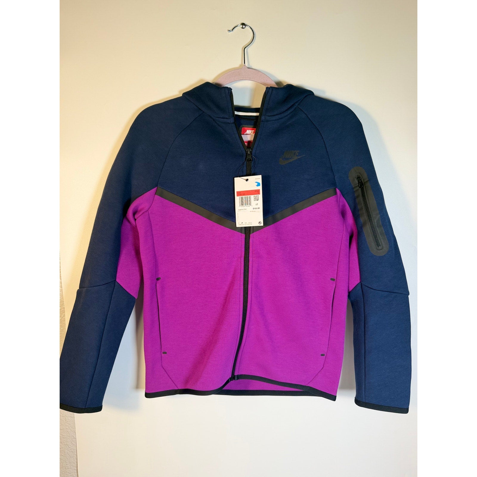 Nike Sportswear Tech Fleece Hoodie Full Zip Kids Large Purple Blue NWT